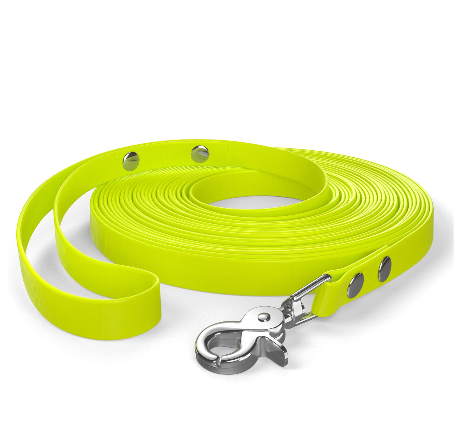 10m drag leash, dog leash, hand loop, neon yellow, very sturdy, dirt and water repellent