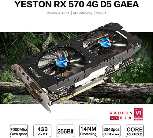 Cywulin Yeston Radeon RX570 4GB GDDR5 PCI Express x16 3.0 Video Gaming Graphics Card External Graphics Card for Desktop, PC, Computer