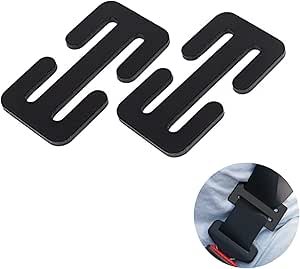 Metal Seat Belt Adjuster, Auto Shoulder Neck Strap Positioner, Universal Vehicle Locking Clip for a Comfortable Driving (Black, 2 Pack)
