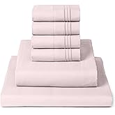 Mellanni Queen Sheet Set - 6-Piece Iconic Collection Bedding, (Including 4 Pillowcases), 16-Inch Deep Pocket, Easy Care, Extra Soft, Cooling Sheets, Brushed Microfiber - Blush Pink
