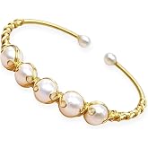 Handcrafted Freshwater Pearl Bracelet, Chunky 14K Gold Plated, Non Tarnish