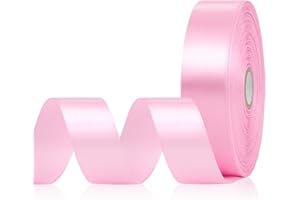 Aoropo Pink Satin Ribbon 1 Inch, 60 Yards Pink Ribbon for Hair, Flower Bouquet, Gift Wrapping, Crafts, Graduation Wreaths, Invitation Cards, Baby Shower