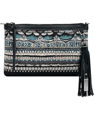 Sakroots Seni Leather Clutch (Ivory One World)