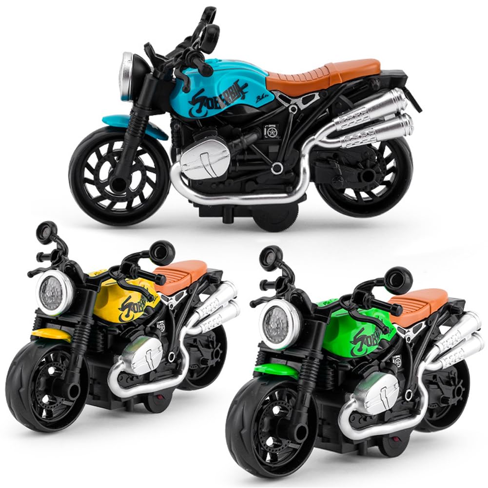 KAOVCXR Motorbike Model,3pcs Pull-Back Vehicle Ornament,Highly Simulation Motorbike Model,Motorcycle Alloy Collection Hobby Gift