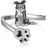 Feijiesi Pug/Yorkie/German Shepherd/Corgi/Maltese/Border Collie/Schnauzer/Golden Retriever/Dachshund Ring 925 Sterling Silver Cute Dog Rings for Women Dog Jewelry Gifts for Women Dog Lover