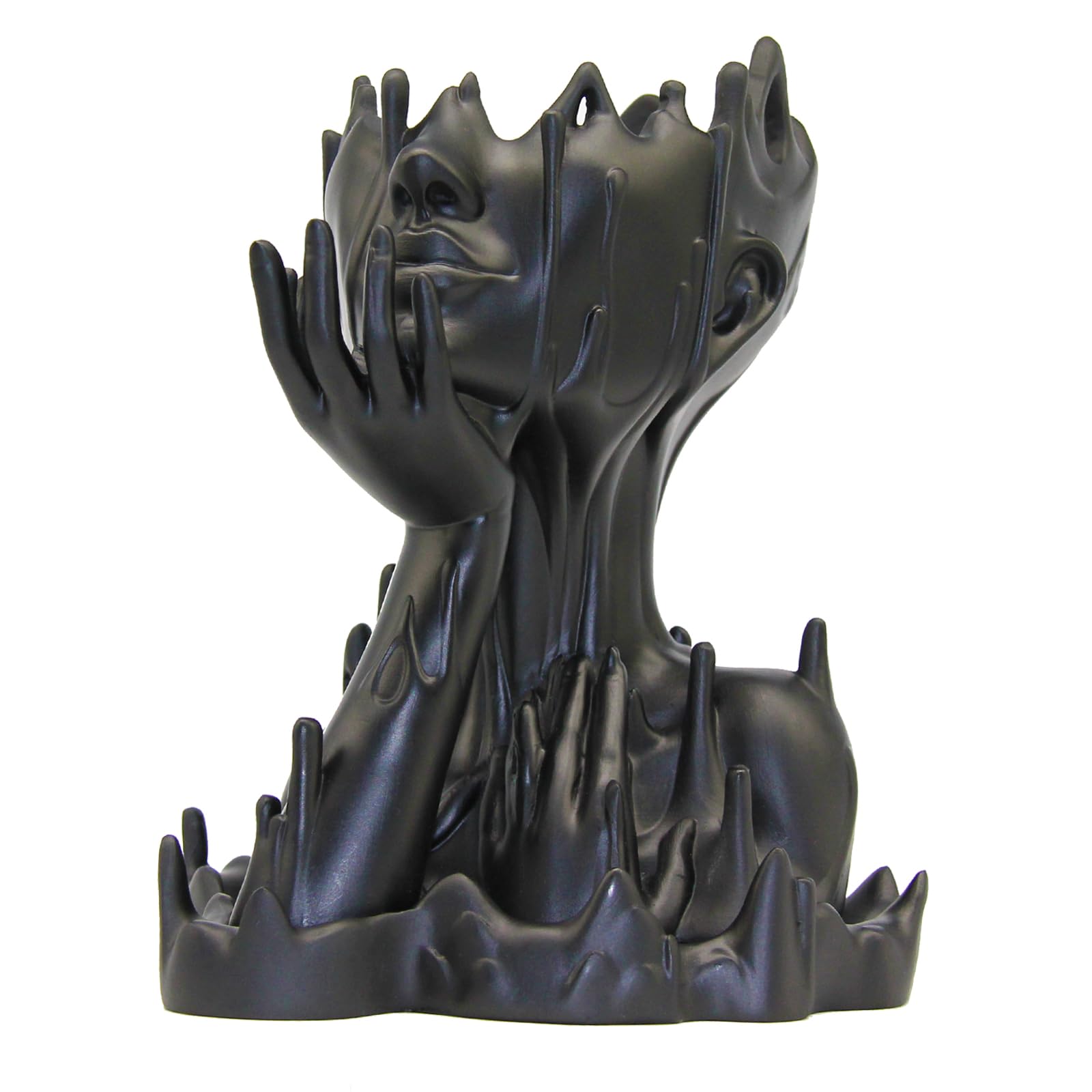 Photo 1 of Poranlem Melted Woman Goddess Head Planter Indoor Medusa Face Flower Pot with Drainage and Tray Unique Succulent Pot Gift for Home Decor Dopamine Artistic Room (Black)