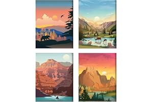 TIWABB 4 Pack Stamped Cross Stitch Kits - Mountain Landscape Embroidery Kits for Beginners Adults,11 CT Patterns Dimensions Counted Cross Stitch Kits Arts Craft Kits 9.8 x 13.8inch