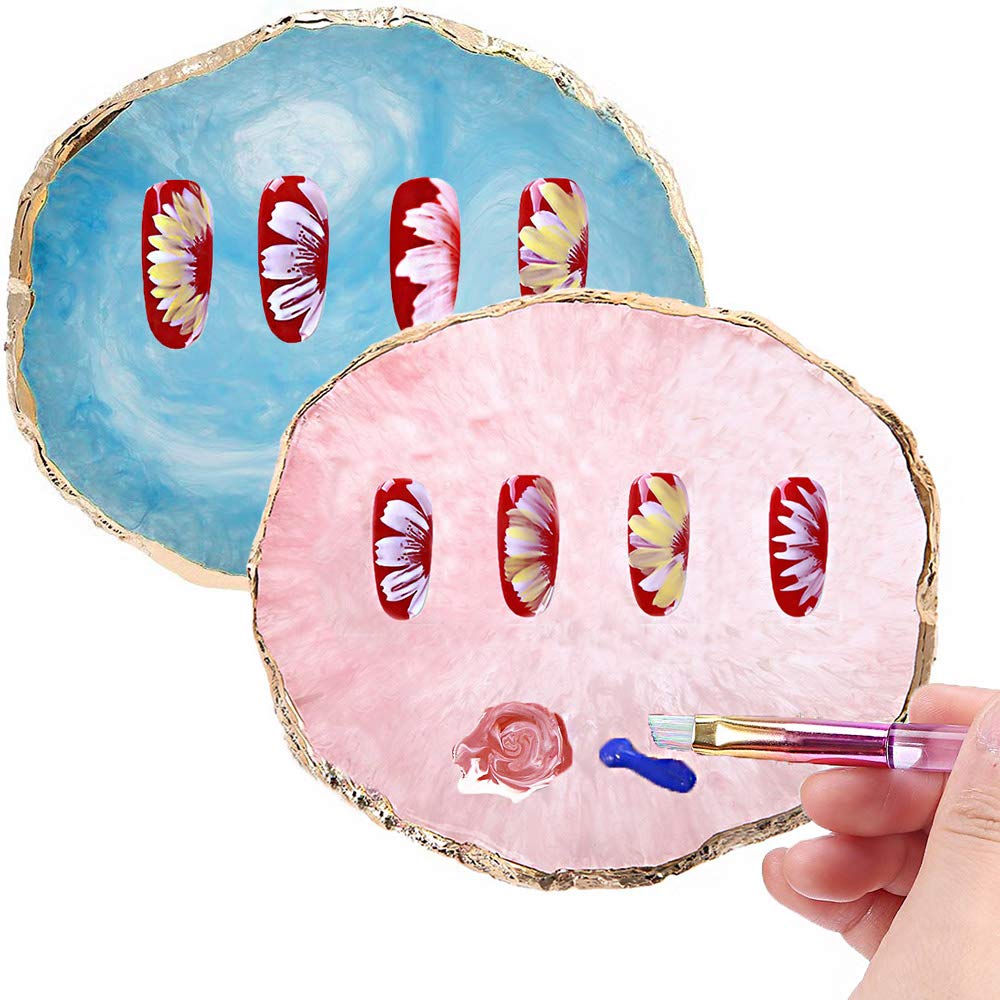 Resin Nail Art Palette, Kalolary Nail Art Cosmetic Mixing Palette Color Mixing Pigment Plate Polish Pigment Holder Drawing Plate Nail Art Painting Gel Palette Manicure Tool (Green) : Beauty