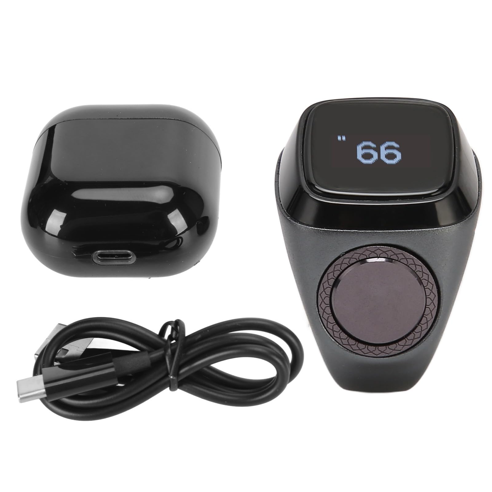 Finger Tally Counter, Rechargeable Tally Counter BT5.1 Handheld Number Click Counter Digital Finger Counter Support for IQibla APP with 0.49in Screen (18MM)