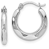 The Black Bow 2.5mm Polished Tapered Round Hoop Earrings in 14k White Gold, 14mm