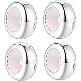 Clip Stopper Charms Sterling Silver Rondelle Spacer Bead Charm Stopper Charm for Pandora Charm Bracelets