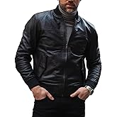 TLC Varsity Bomber Jacket Men | Ribbed Style Sleek Black Leather Bomber Jacket Men