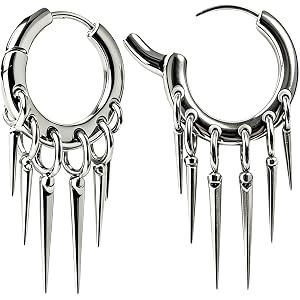 Goth Earrings Alt Spike Tassel Stainless Steel Dangle Drop Hoop Emo Punk Grunge Rock Y2k Gothic Earrings for Women Men