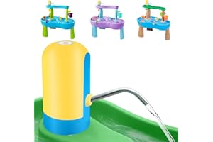 Infowush Powerful Water Table Pump, Battery Powered Water Pump for Water Table 3 Hours Non-Stop Fun Portable Summer Outdoor Sand/Water Table Toys Water Play Table Accessories for Toddlers Kids（Yellow）