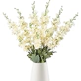 INSUNSIX 6PCS Cream Delphinium Artificial Flowers 33" Larkspur Silk Flowers Long Stem Artificial Flowers for Tall Vase Wedding Centerpieces for Tables Home Decor Indoor (Cream)