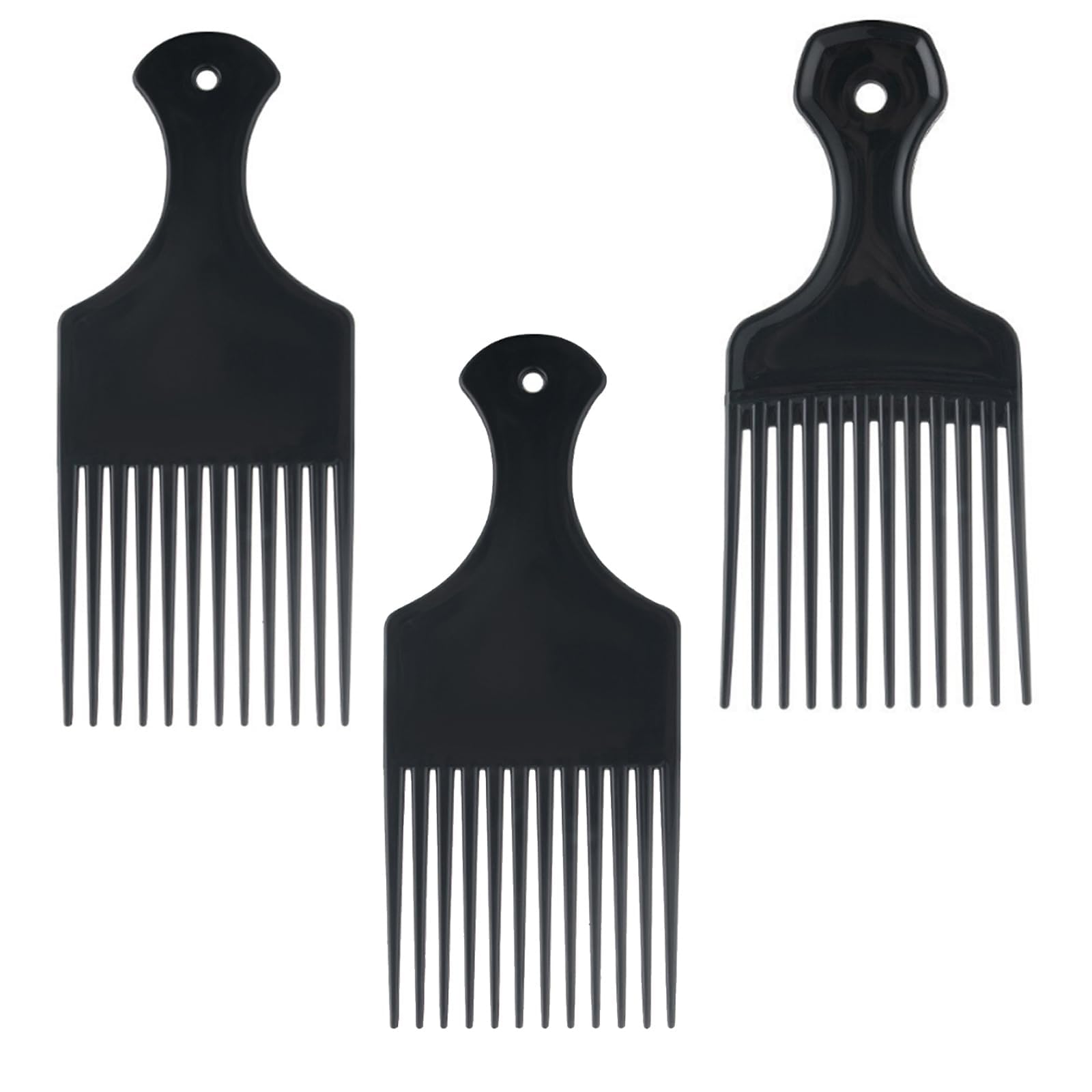 GVSS 3 x Afro Comb, Long Afro Kinky Hair Comb, Wide Flat Tooth Plastic Hair Comb, Hairdressing Tool for Styling and Detangling Curly and Tangled Hair