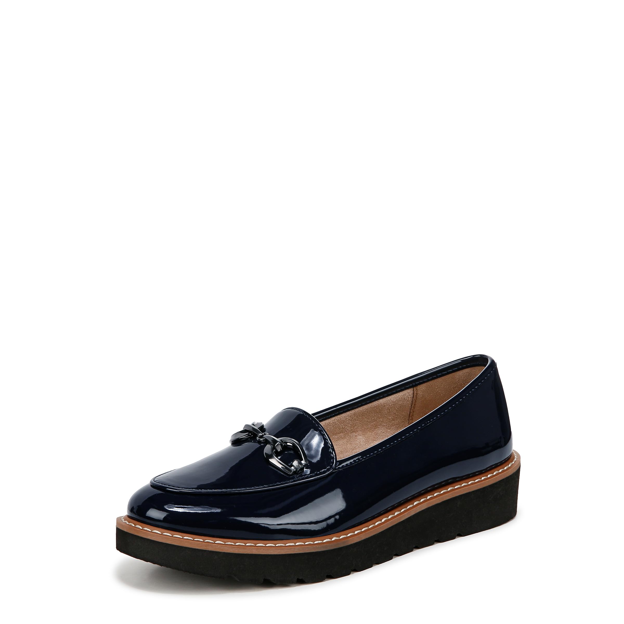 Naturalizer Womens Adiline Bit Slip On Lightweight Loafer French Navy Patent 7 M