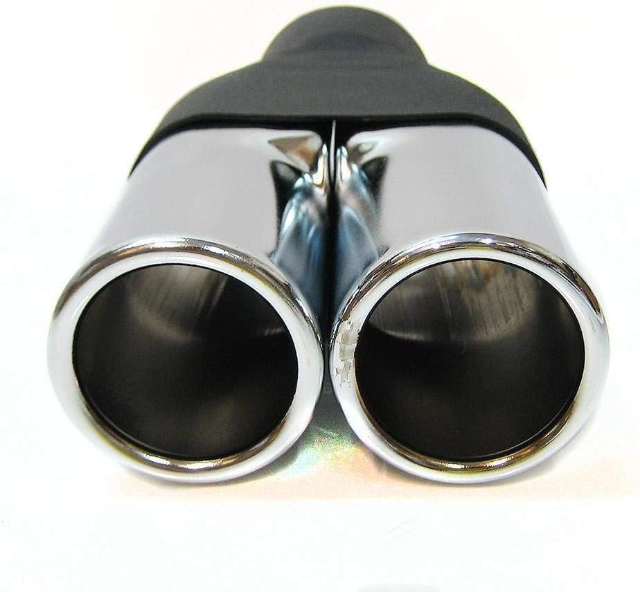 Double Universal Car Twin Exhaust Tip Muffler Tail Trim End Pipe Chrome