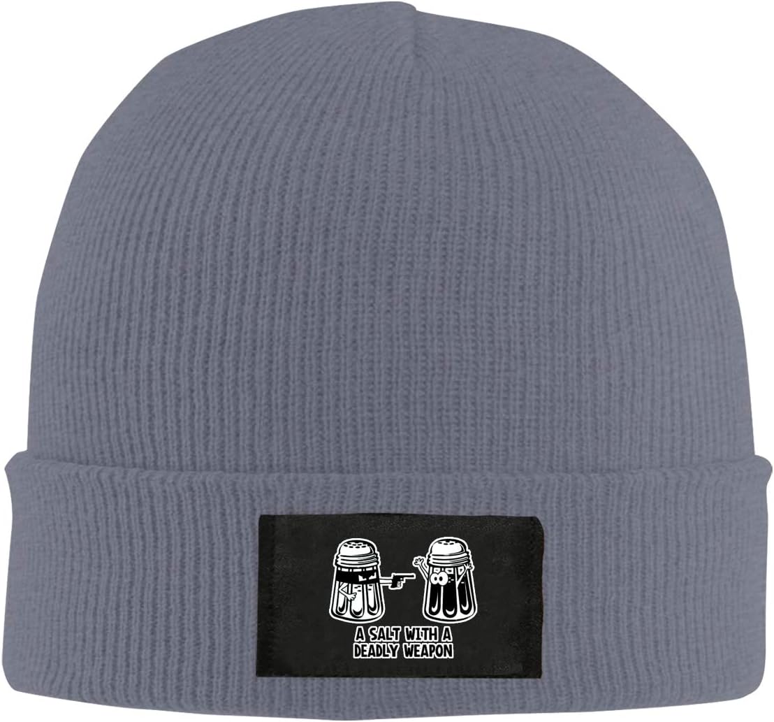 QF9USFEI Salt with A Deadly Weapon Unisex Beanie Cap,Winter Warm Knit Skull Hat Black