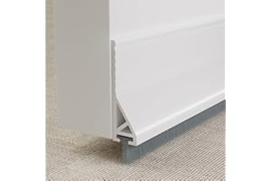 KNEELISA 39”X 1 Pack Rubber Door Sweep Bottom Exterior & Interior,Silicone Adhesive Under Door Draft Stopper with Brush,Gap Filler Noise Blocker,Soundproofing Seal Strip,White