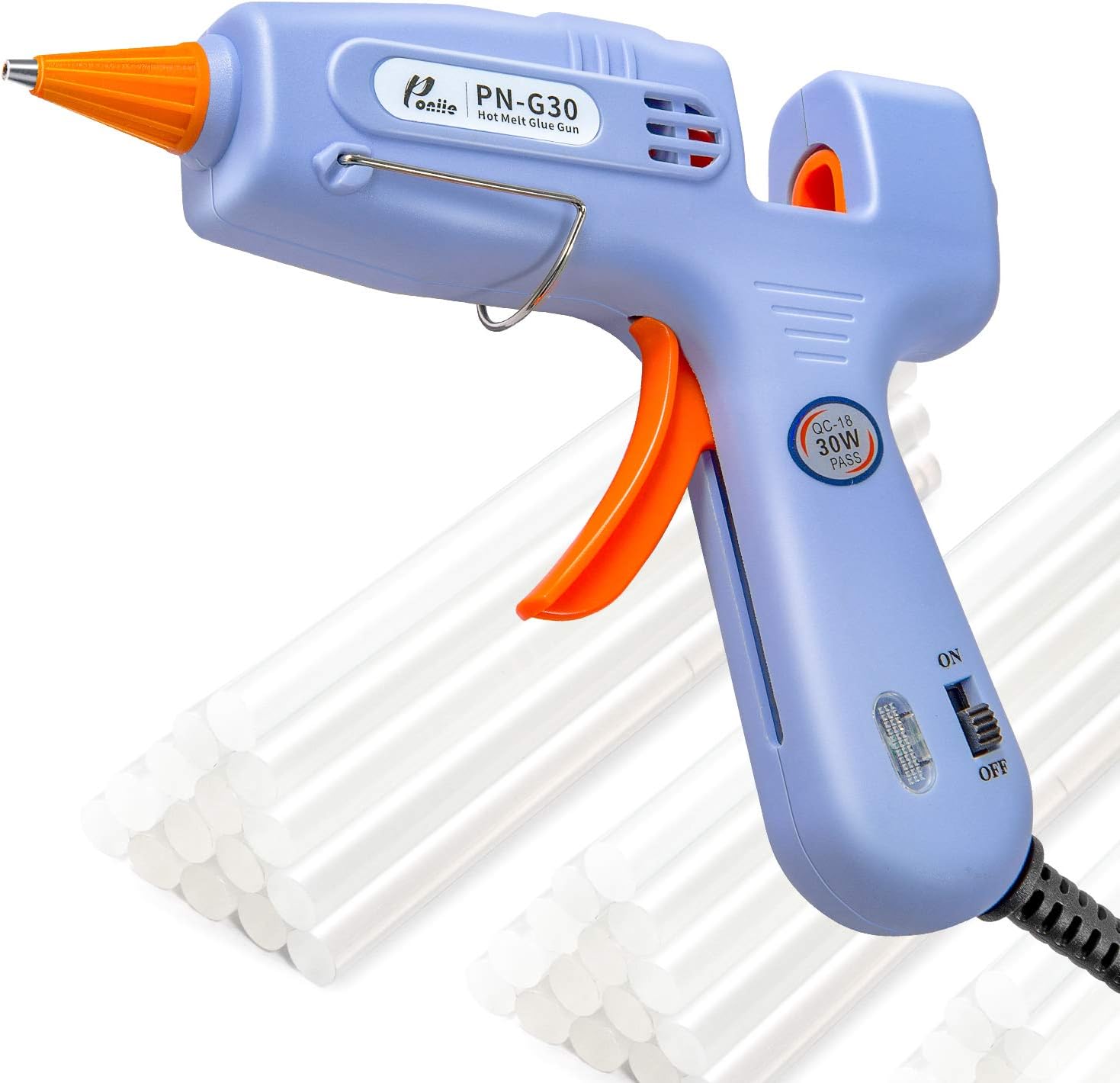 Poniie PN-G30 Mini 30W Hot Melt Glue Gun with 35pcs Strong Adhesive Glue Sticks for DIY Small Craft Projects, Sealing & Quick Repairs