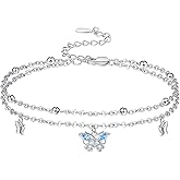Palpitate Sterling Silver Butterfly Anklet & Ankle Bracelet for Women