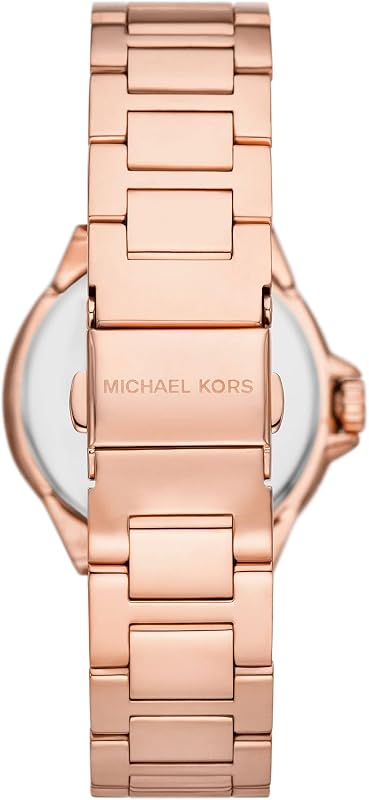 Reloj Camille para mujer, movimiento cronógrafo de cuarzo de 33 mm con correa de acero inoxidable, Tono oro rosa y blanco