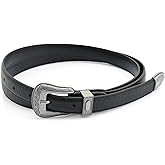CRAFTMEMORE Western Leather Belt – 3/4" Wide, Genuine Cowhide with Pebbled Finish, Oxidized Buckle HRB1