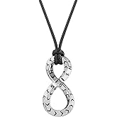 HAQUIL Viking Runes Necklace, Silver Plated Stainless Steel Norse Runic Infinity Talisman Pendant, Faux Leather Cord, Viking Jewelry Gift