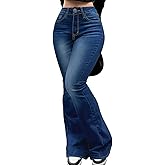 Cuyulitcik Plus Size Bootcut Jeans for Women Flare Jeans for Women High Waisted Stretchy Bell Bottom Jean for Womens Wide Leg