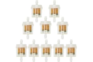 AloneGoer Inline Fuel Filter 1/4" Replace for Motorcycle Mini Bike Dirt Bike Moped ATV Scooter Go Kart Small Engine Lawn Mower Snow Blower Parts Universal 40 Micron Gas Fuel Filter 10 Pack