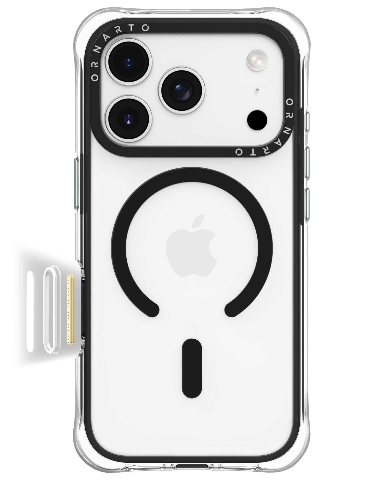 Photo 1 of ORNARTO Air Case for iPhone 17 Pro Max Clear | Military-Grade Drop Protection | Camera Control Button | Compatible with MagSafe | Built-in Air Phone Cover - Black