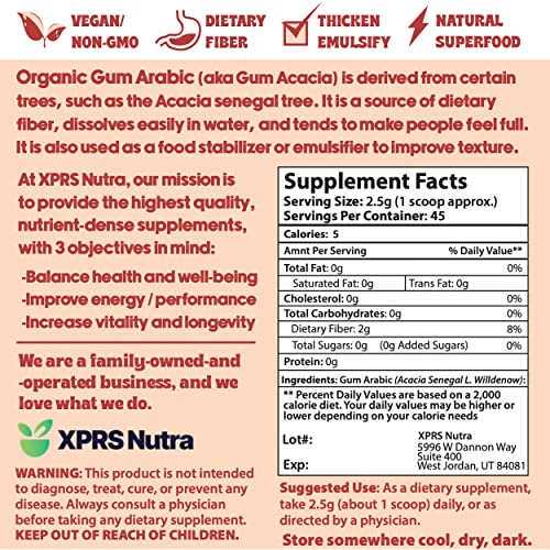 XPRS Nutra Gum Arabic Powder, Premium Acacia Gum Powder, Gum Arabic For