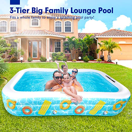 hahaland Self Inflatable Pool for Adults Kids Kiddie Pool, 120" x 72" x 22" Inflatable Swimming Pool Above Ground Pool Thickened Family Lounge Pool Above Ground Swimming Pool Blow Up Pool for Ages 3+ - Image 2