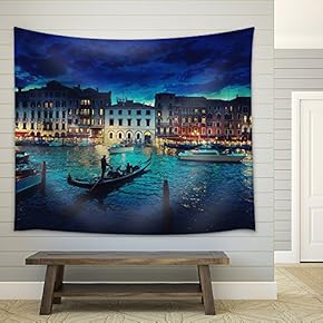 Grand Canal in Sunset Time, Venice, Italy - Fabric Wall Tapestry Home Decor - 51x60 inches