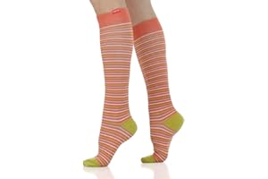 VIM & VIGR 20-30 mmHg Medical Grade Compression Socks for Women & Men, Rust & Chartreuse Pinstripe, 6