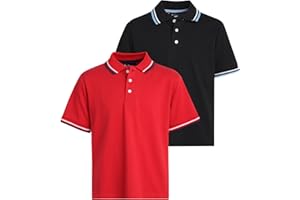 Ben Sherman Boys' Polo Shirt - 2 Pack Classic Fit Short Sleeve Pique Polo - Comfort Stretch Golf Shirt for Boys (8-18)