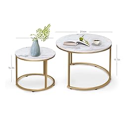 aboxoo Coffee Table Nesting White Set of 2 Side Set