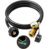 Generep 5 Feet Propane Tank Extension Hose with 0-30PSI Gauge, Brass QCC(External Thread)/POL(Internal Thread) Fittings Propa