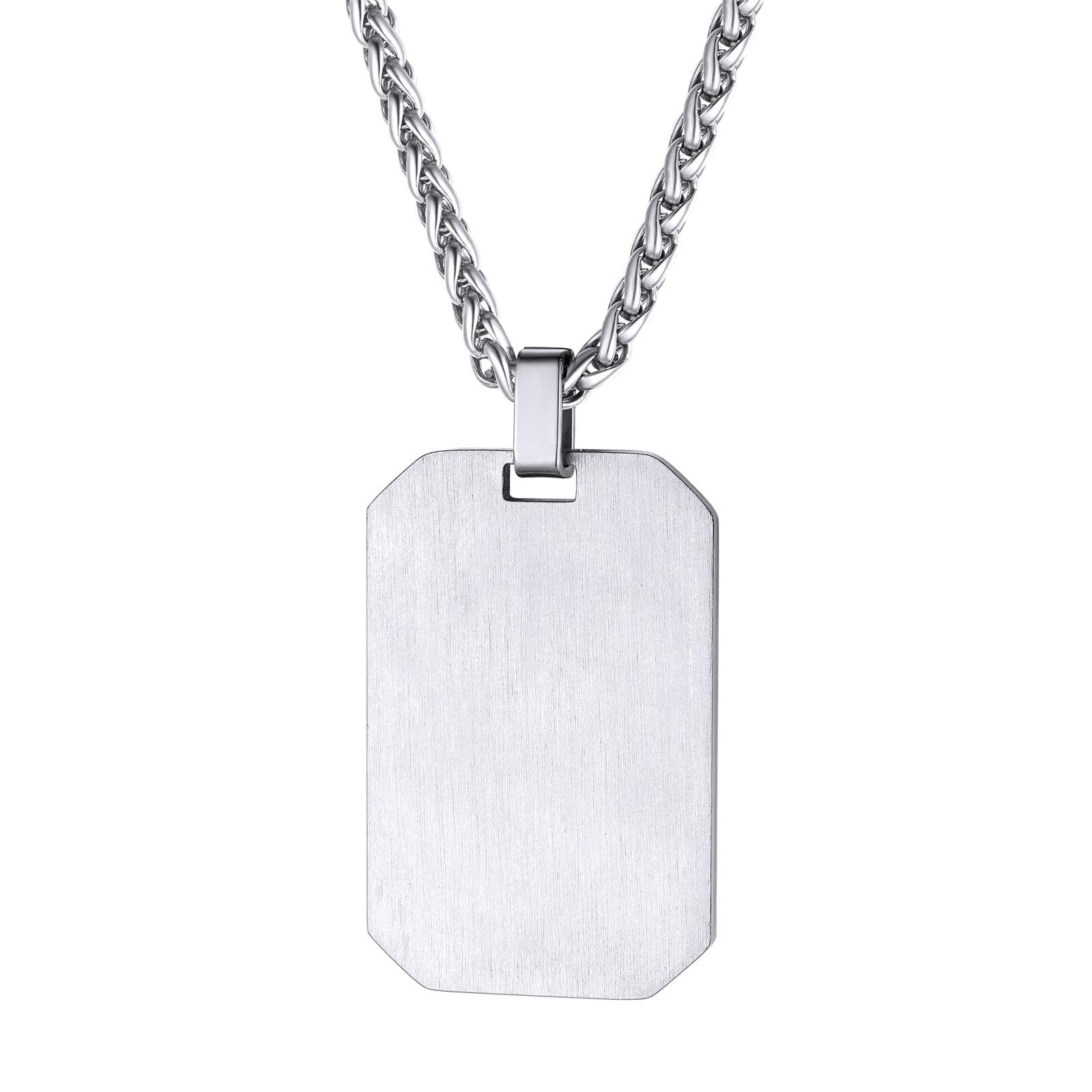 Supcare Stainless Steel Octangle Tag Necklace for Men Identification Engraved Military Dog Tags