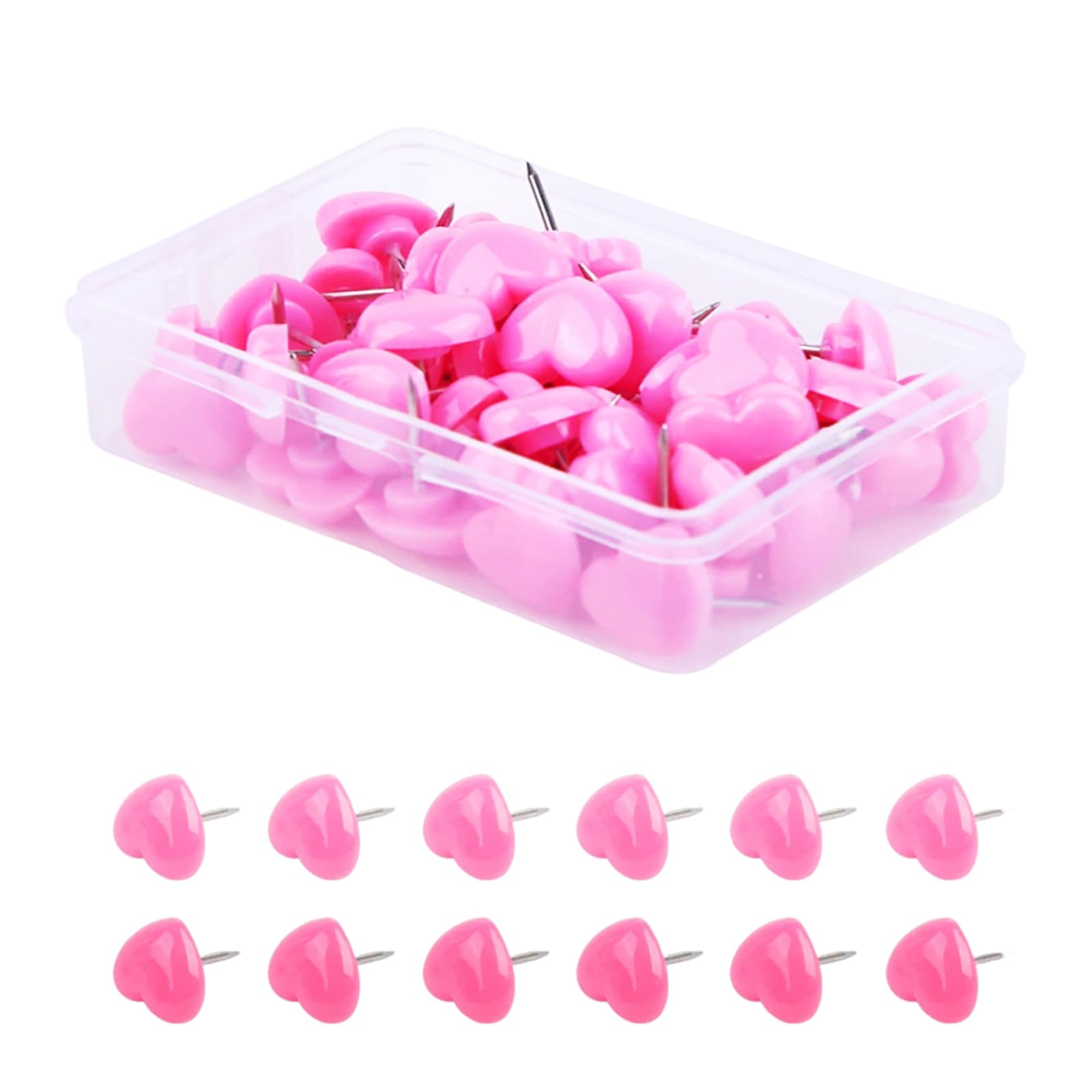 Bliceon 100pcs Pink Heart Thumb Tacks, Cork Board Pins, Pinboard Pins, Drawing Pins Bulletin Board Decorative Push Pins for Hanging Notes in Cafes Home Decorations Ornament Office