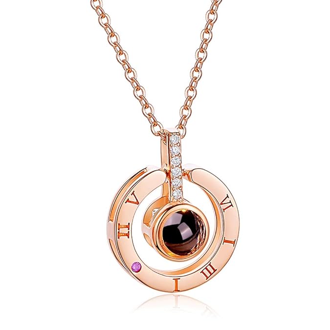 Swonuk Silber 925 Kette Damen Halskette, Schlüsselbein Halskette 100 Sprachen Ich liebe dich Zirkon Anhänger Kette Silberkett