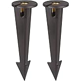 Gardencoin ABS Ground Spikes Stakes Replacement with Brass Insert, 1/2" NPT Thread Side Wire Way, Larger Size 9.44'' x 2.95'' for Landscape Path Lighting, Spotlight, Floodlight, 2 Pack