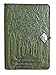 Genuine Leather Refillable Journal Cover with a Hardbound Blank Insert, 6x9 Inches, Avenue of Trees, Fern Color with Pewter Button, Made in The USA by Oberon Design