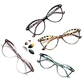 MODFANS 4 Pack Cat Eye 2.25 Reading Glasses for Women,Fashion Ladies Design Comfortable Spring Hinge Stylish 4 Pair Women Readers with 4 Pouch