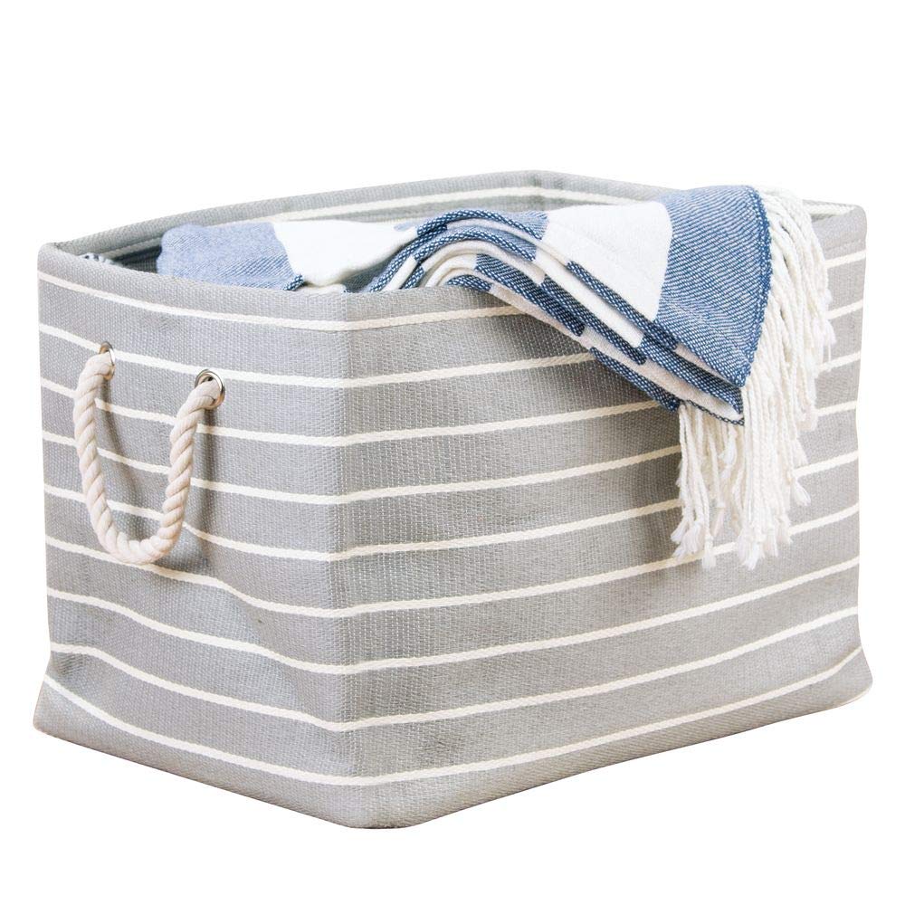 iDesign Luca Fabric Storage Bin, Container with Handles for Blankets