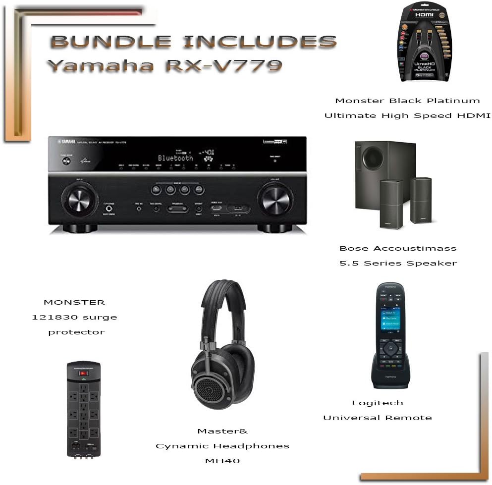 CYBER MONDAY RX-V779 7.2-channel home theater receiver with Wi-Fi, Bluetooth, and Apple AirPlay rxv779 and 2 x hdmi cables Bundle