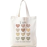 Zeghk I Can Do Hard Things Tote Bag, Positive Affirmations Canvas Tote Bags for Women, Inspirational Motivational Gifts for Women, Reusable Grocery Bags Shopping Bags