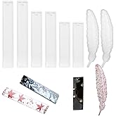 8PCS Rectangle Feather Bookmark Resin Molds, SILICANDO Bookmark Resin Molds, Bookmark Mold with Tassles, Silicone Bookmark Mo