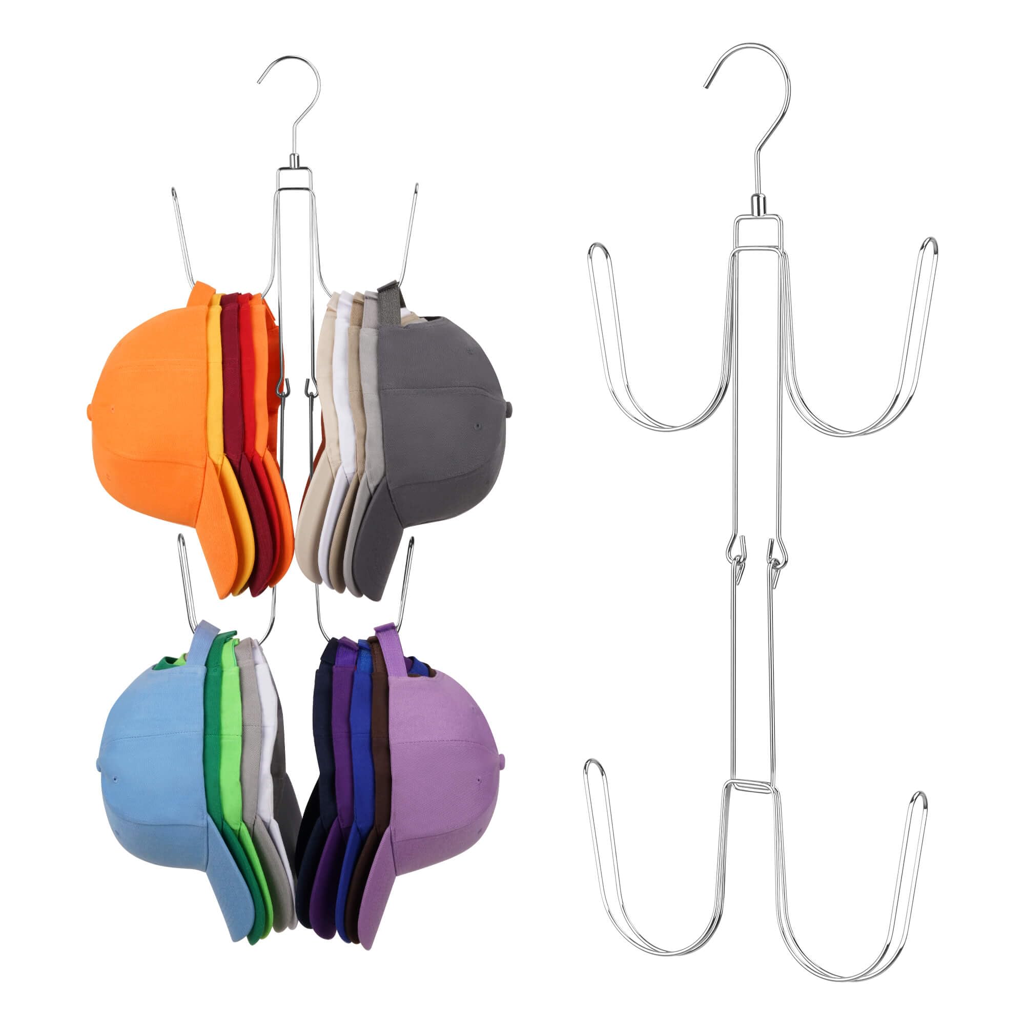 Photo 1 of ZEDODIER Hat Hangers for Closet, Rotatable Metal Hat Organizer, Max 40 Storage Capacity, Hat Racks Cap Organizer for Baseball Caps,Spcae Saving Closet Organizers and Storage, Silver